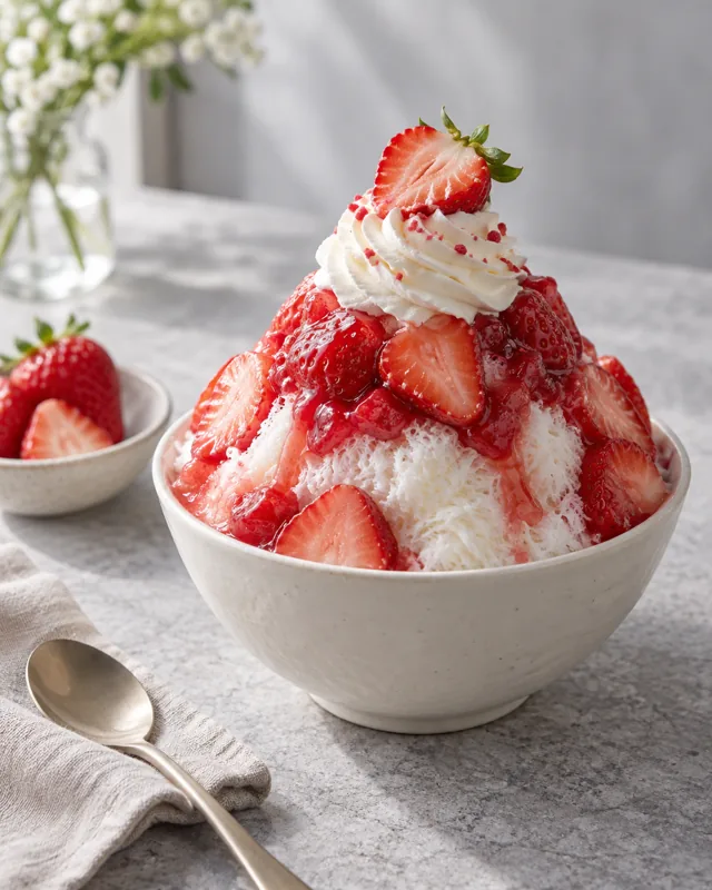 Strawberry bingsu (草莓雪花冰), illustrative presentation